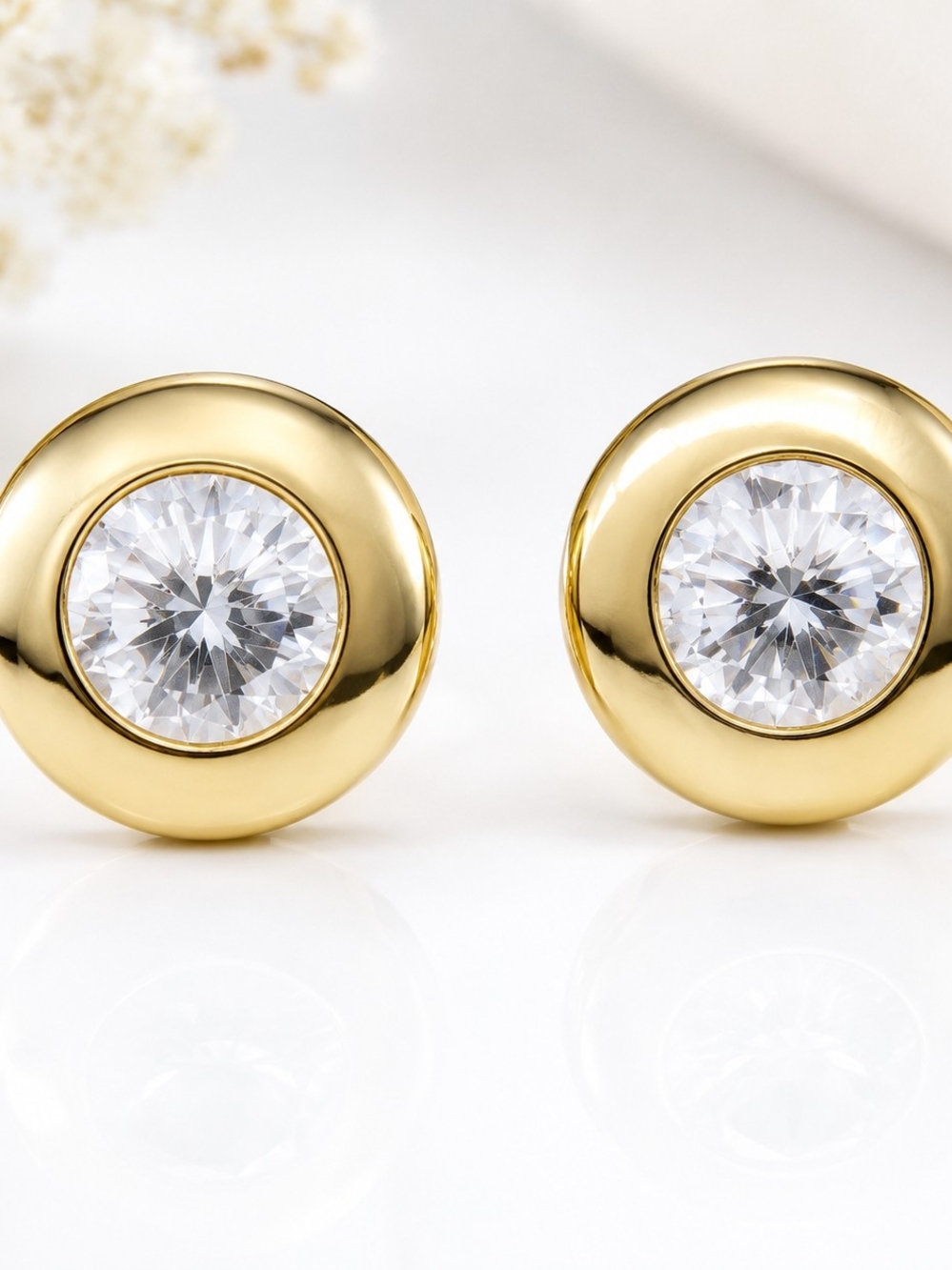 Vintage Gold Tone Crystal Clip On Earrings Large Faceted Rhinestone Statement